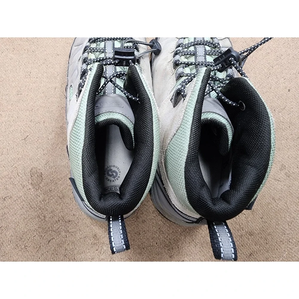 Keen Targhee Mid Hiking Boots Green Gray Waterproof Leather Trail Kids Size 5